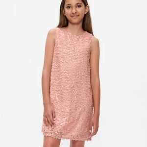 GAP Girls' Rose Pink Sequin-Textured Sleeveless Dress Size XS